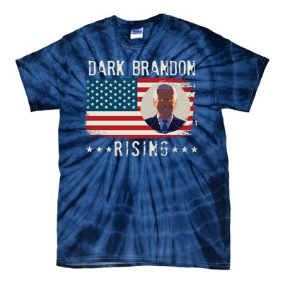 Dark Brandon Rising Anti Joe Biden Distressed USA American Flag Tie-Dye T-Shirt