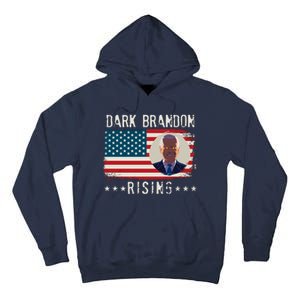 Dark Brandon Rising Anti Joe Biden Distressed USA American Flag Tall Hoodie