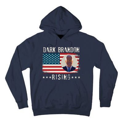 Dark Brandon Rising Anti Joe Biden Distressed USA American Flag Tall Hoodie