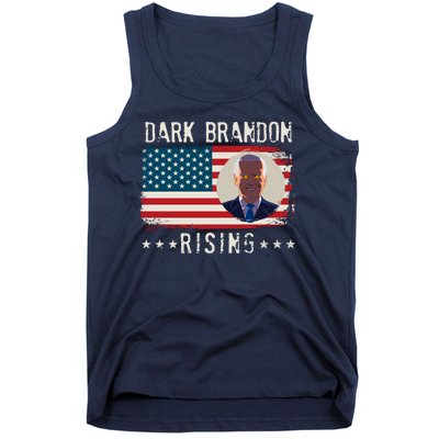 Dark Brandon Rising Anti Joe Biden Distressed USA American Flag Tank Top