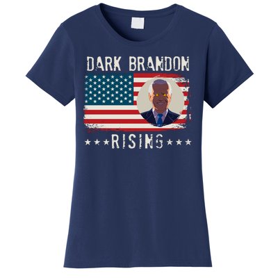 Dark Brandon Rising Anti Joe Biden Distressed USA American Flag Women's T-Shirt