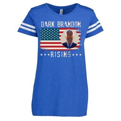 Dark Brandon Rising Anti Joe Biden Distressed USA American Flag Enza Ladies Jersey Football T-Shirt