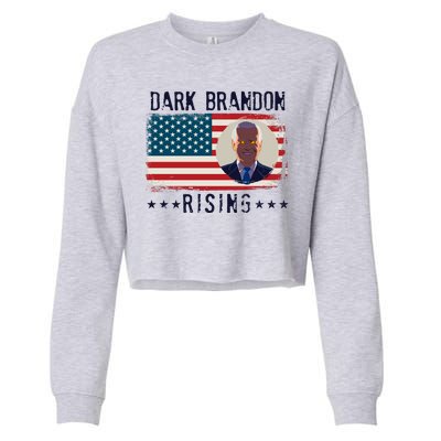 Dark Brandon Rising Anti Joe Biden Distressed USA American Flag Cropped Pullover Crew