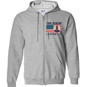 Dark Brandon Rising Anti Joe Biden Distressed USA American Flag Full Zip Hoodie