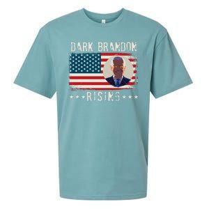 Dark Brandon Rising Anti Joe Biden Distressed USA American Flag Sueded Cloud Jersey T-Shirt