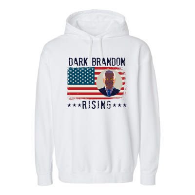 Dark Brandon Rising Anti Joe Biden Distressed USA American Flag Garment-Dyed Fleece Hoodie