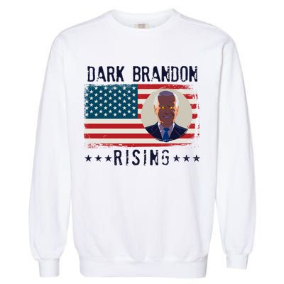 Dark Brandon Rising Anti Joe Biden Distressed USA American Flag Garment-Dyed Sweatshirt