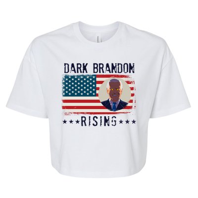 Dark Brandon Rising Anti Joe Biden Distressed USA American Flag Bella+Canvas Jersey Crop Tee