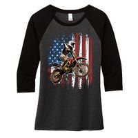 Dirt Bike Racing Motocross Racings Women's Tri-Blend 3/4-Sleeve Raglan Shirt