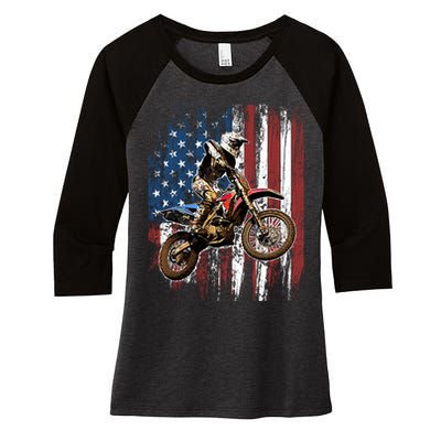 Dirt Bike Racing Motocross Racings Women's Tri-Blend 3/4-Sleeve Raglan Shirt