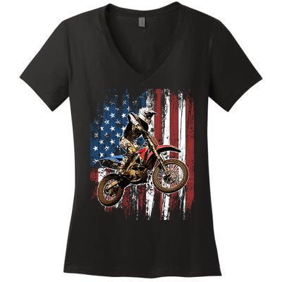 Dirt Bike Racing Motocross Racings Women's V-Neck T-Shirt