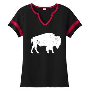 Distressed Buffalo Retro Bison Animal Lover Men Women Dad Ladies Halftime Notch Neck Tee