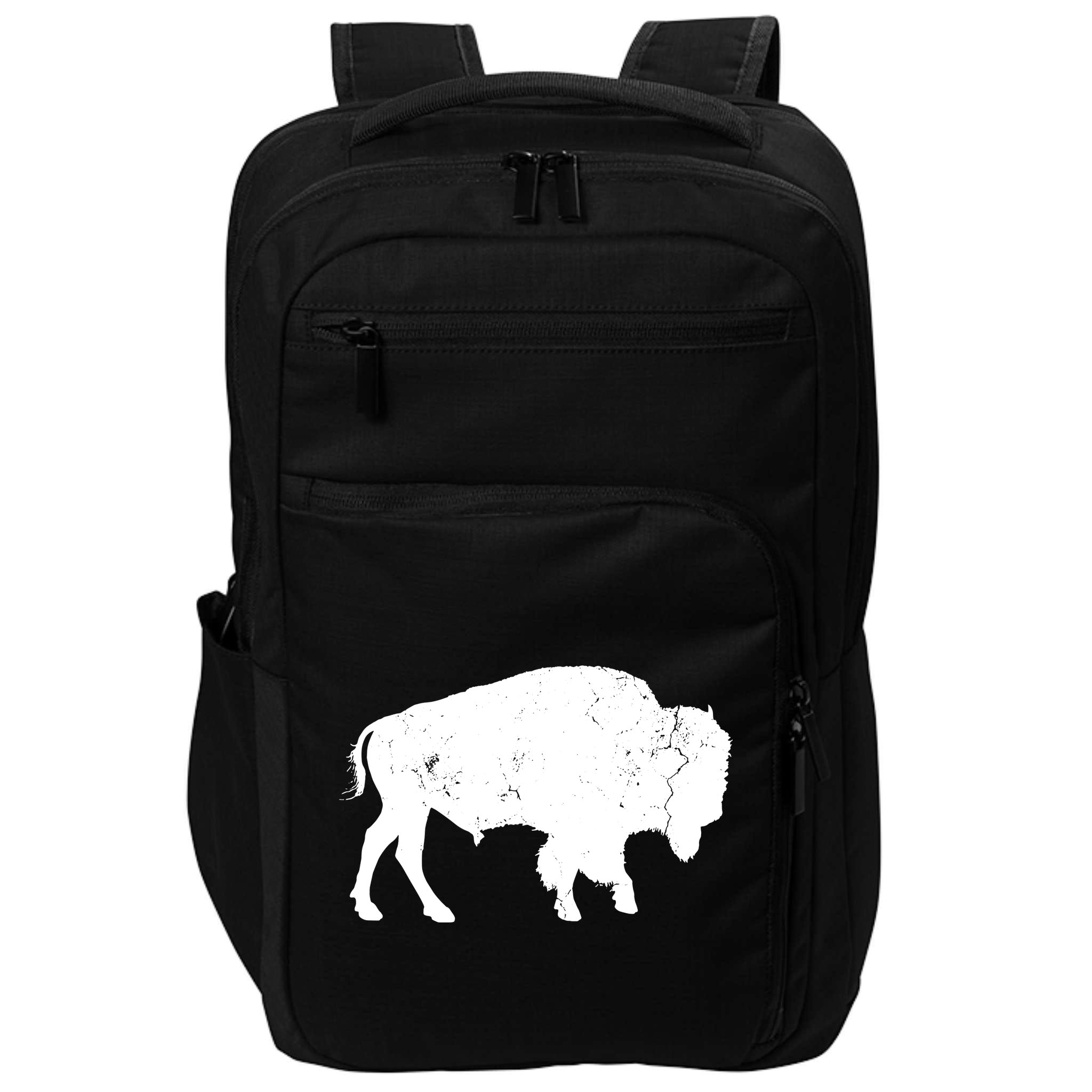 Distressed Buffalo Retro Bison Animal Lover Men Women Dad Impact Tech Backpack