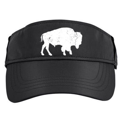 Distressed Buffalo Retro Bison Animal Lover Men Women Dad Adult Drive Performance Visor