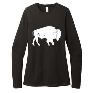 Distressed Buffalo Retro Bison Animal Lover Men Women Dad Womens CVC Long Sleeve Shirt