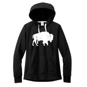 Distressed Buffalo Retro Bison Animal Lover Men Women Dad Women's Fleece Hoodie