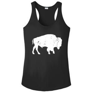 Distressed Buffalo Retro Bison Animal Lover Men Women Dad Ladies PosiCharge Competitor Racerback Tank