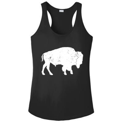 Distressed Buffalo Retro Bison Animal Lover Men Women Dad Ladies PosiCharge Competitor Racerback Tank