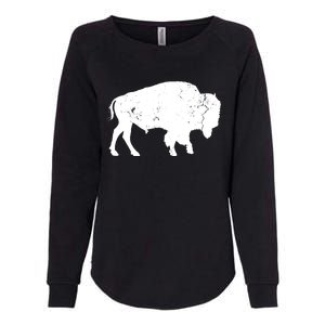 Distressed Buffalo Retro Bison Animal Lover Men Women Dad Womens California Wash Sweatshirt