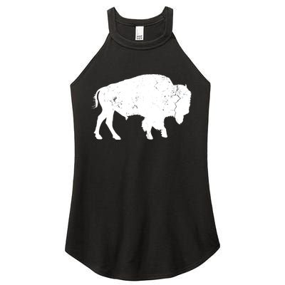 Distressed Buffalo Retro Bison Animal Lover Men Women Dad Women's Perfect Tri Rocker Tank