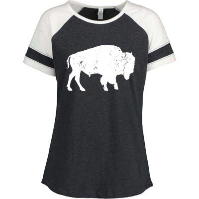 Distressed Buffalo Retro Bison Animal Lover Men Women Dad Enza Ladies Jersey Colorblock Tee