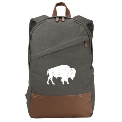 Distressed Buffalo Retro Bison Animal Lover Men Women Dad Cotton Canvas Backpack