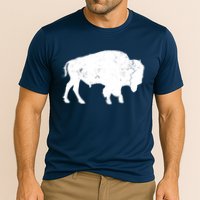 Distressed Buffalo Retro Bison Animal Lover Men Women Dad Performance Shirt