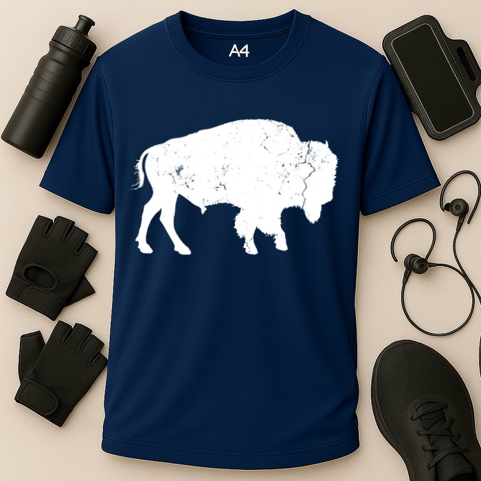 Distressed Buffalo Retro Bison Animal Lover Men Women Dad Performance Shirt