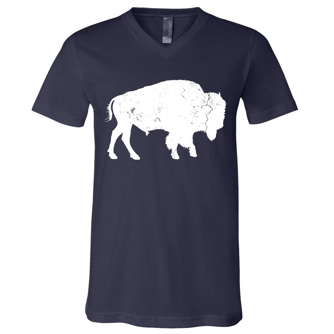 Distressed Buffalo Retro Bison Animal Lover Men Women Dad V-Neck T-Shirt
