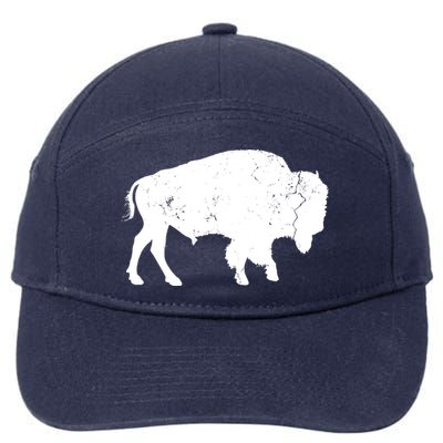 Distressed Buffalo Retro Bison Animal Lover Men Women Dad 7-Panel Snapback Hat
