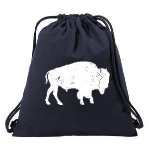 Distressed Buffalo Retro Bison Animal Lover Men Women Dad Drawstring Bag