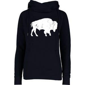 Distressed Buffalo Retro Bison Animal Lover Men Women Dad Womens Funnel Neck Pullover Hood