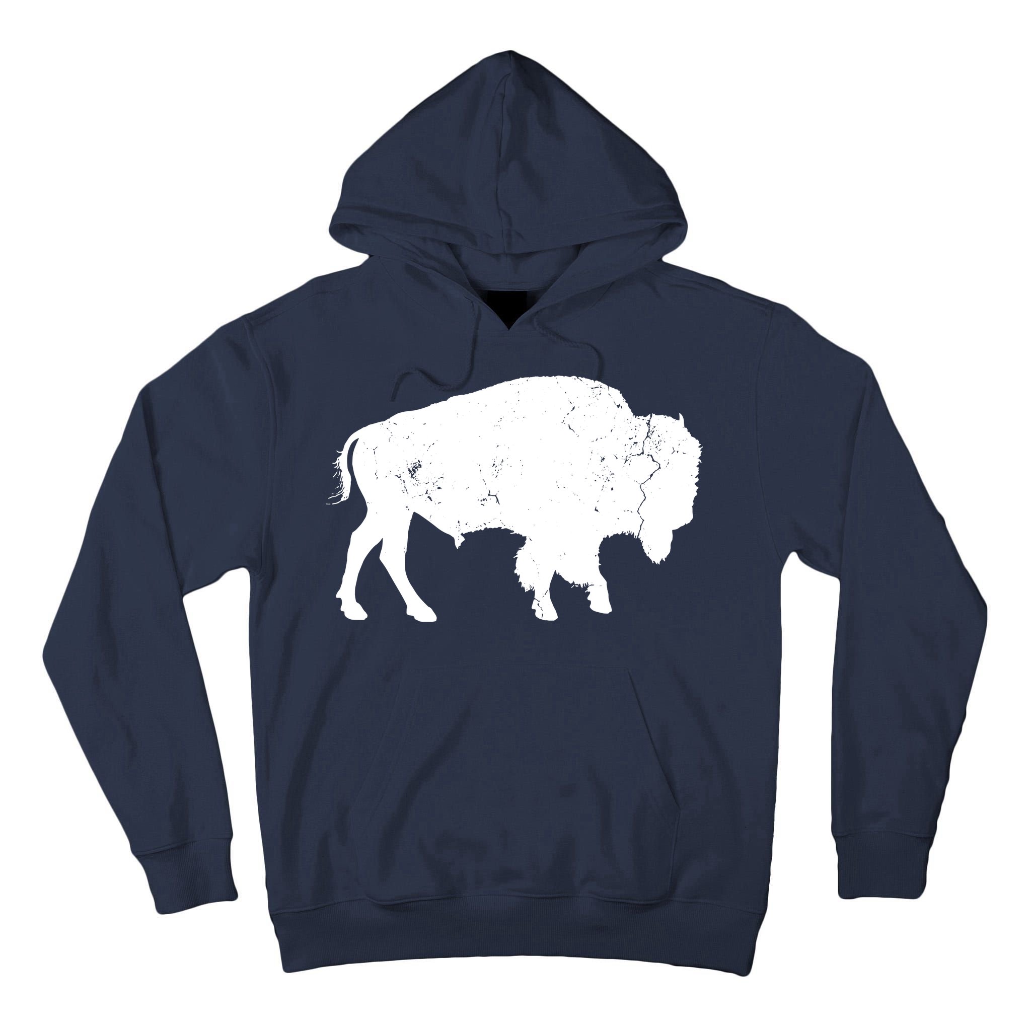 Distressed Buffalo Retro Bison Animal Lover Men Women Dad Tall Hoodie