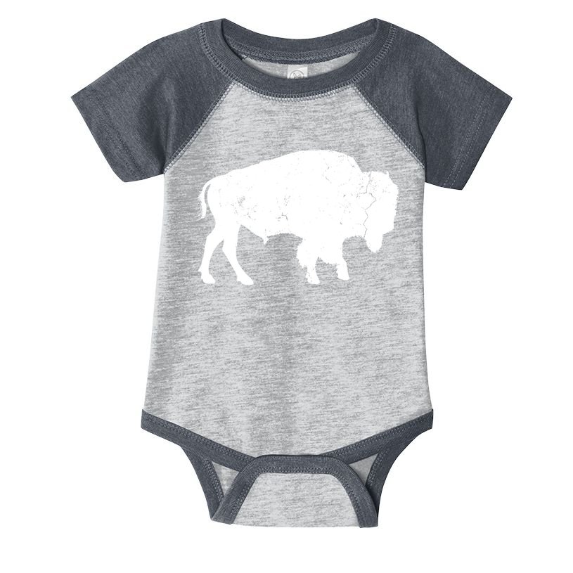 Distressed Buffalo Retro Bison Animal Lover Men Women Dad Infant Baby Jersey Bodysuit