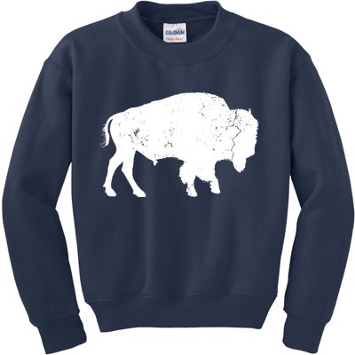 Distressed Buffalo Retro Bison Animal Lover Men Women Dad Kids Sweatshirt
