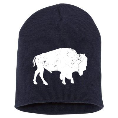 Distressed Buffalo Retro Bison Animal Lover Men Women Dad Short Acrylic Beanie