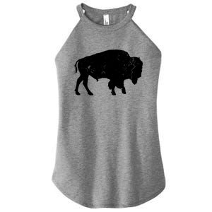 Distressed Buffalo Retro Bison Animal Lover Men Women Dad Women's Perfect Tri Rocker Tank