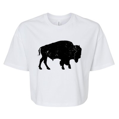 Distressed Buffalo Retro Bison Animal Lover Men Women Dad Bella+Canvas Jersey Crop Tee