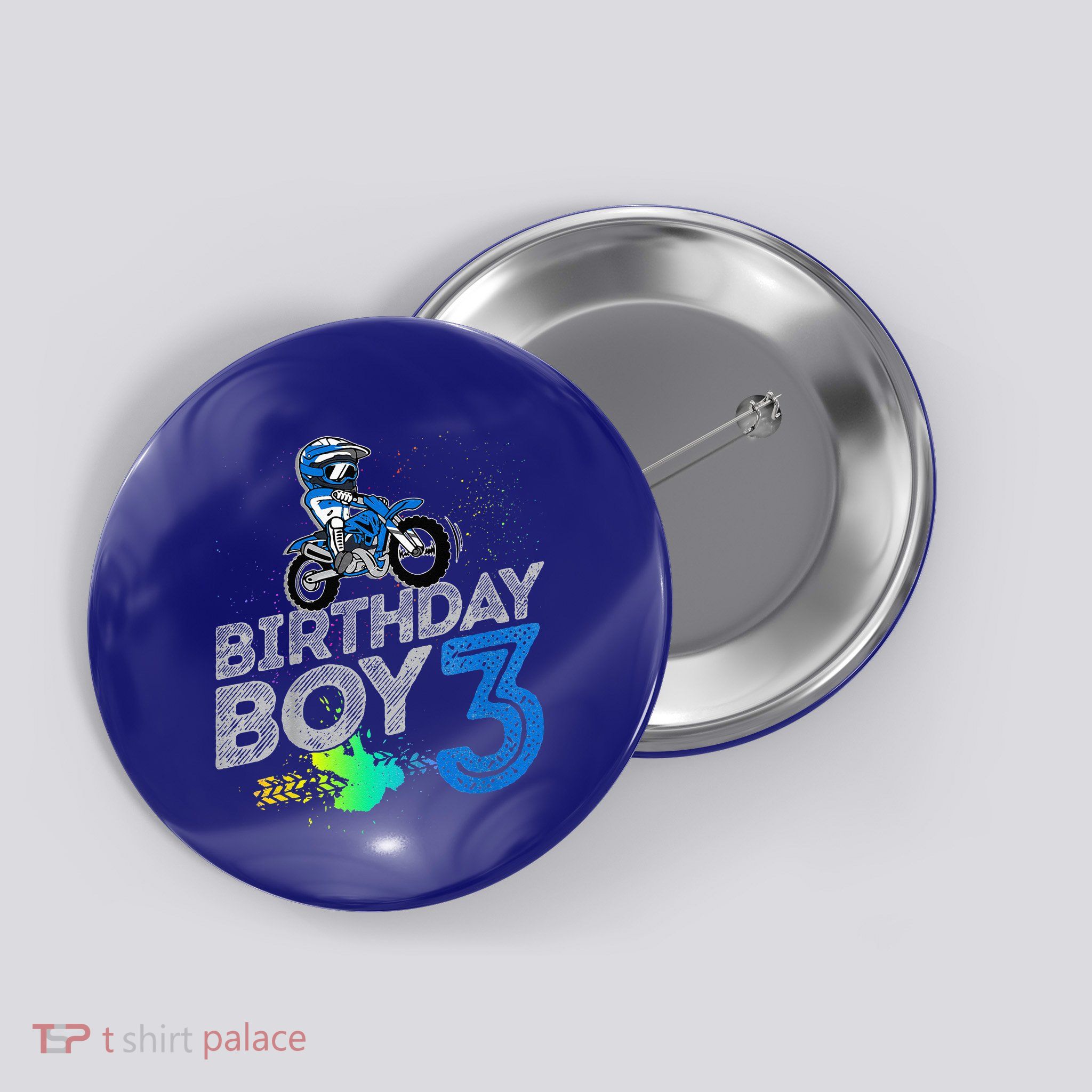 Dirt Bike Rider 3 Years Old Motocross 3rd Birthday Button