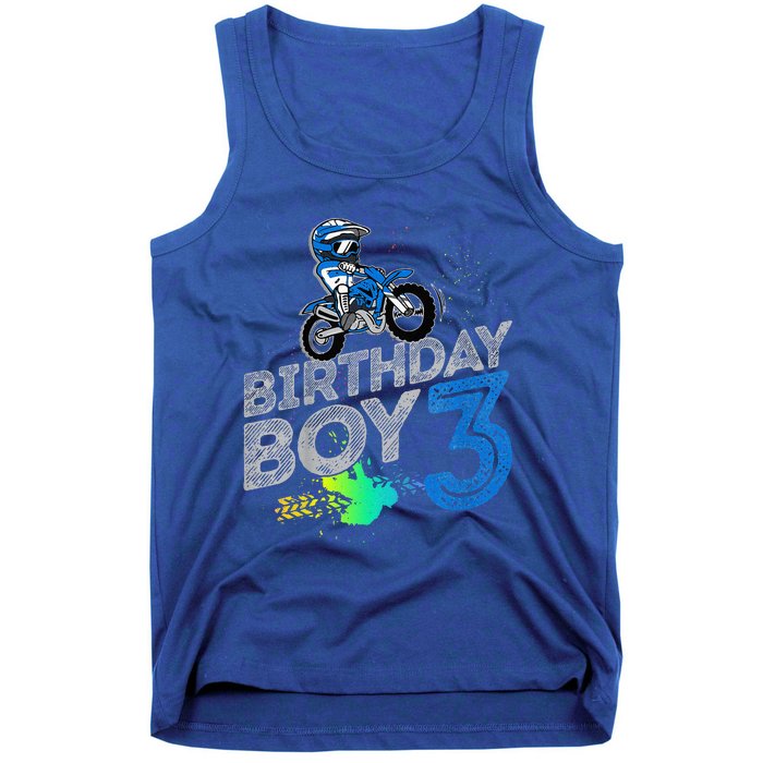 Dirt Bike Rider 3 Years Old Motocross 3rd Birthday Tank Top