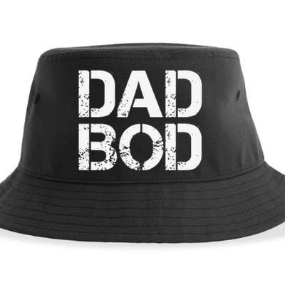 Dad Bod Rough Strong 90s White Stencil Text Sustainable Bucket Hat