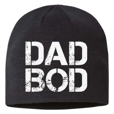 Dad Bod Rough Strong 90s White Stencil Text Sustainable Beanie