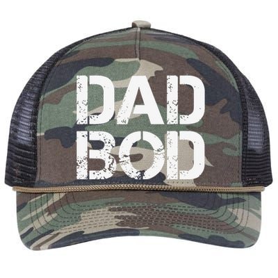 Dad Bod Rough Strong 90s White Stencil Text Retro Rope Trucker Hat Cap