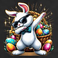 Dabbing Bunny Rabbit Easter Egg Hunting Cool Comfort Performance Bucket Hat