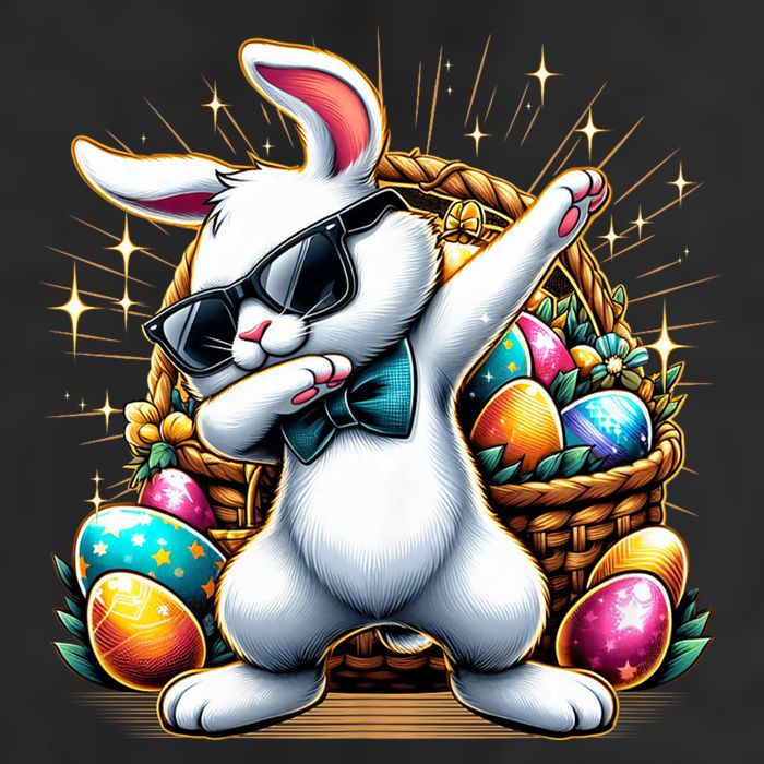 Dabbing Bunny Rabbit Easter Egg Hunting Cool Comfort Performance Bucket Hat