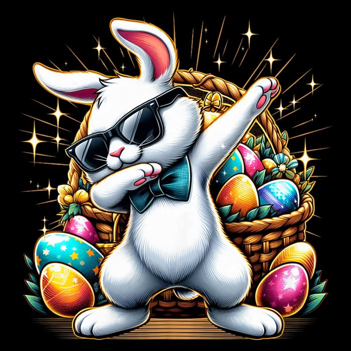 Dabbing Bunny Rabbit Easter Egg Hunting Sustainable Bucket Hat