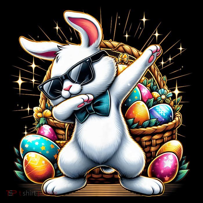 Dabbing Bunny Rabbit Easter Egg Hunting 7-Panel Snapback Hat