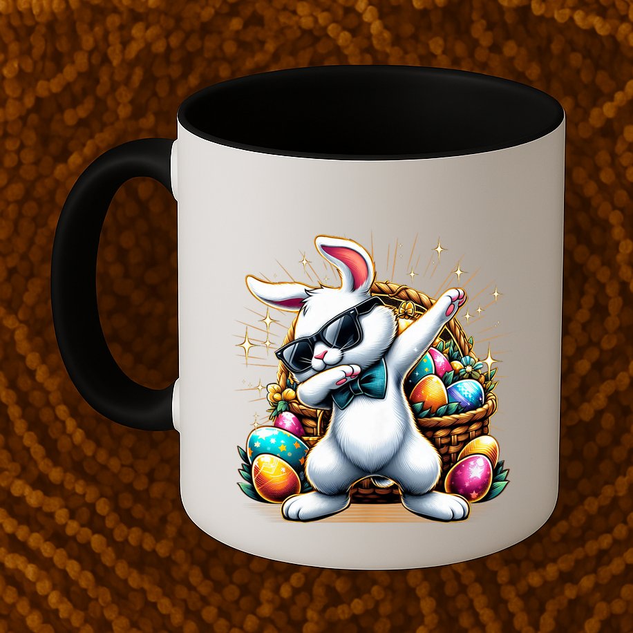 Dabbing Bunny Rabbit Easter Egg Hunting Mug