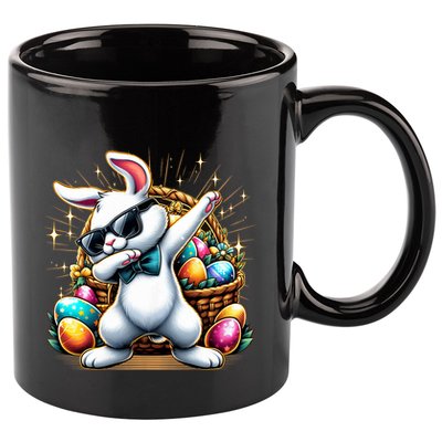 Dabbing Bunny Rabbit Easter Egg Hunting 11oz C Handle Ceramic Mug