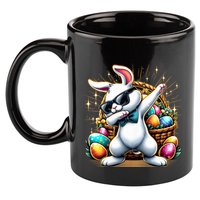 Dabbing Bunny Rabbit Easter Egg Hunting 11oz C Handle Ceramic Mug